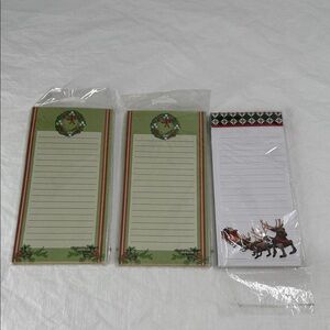 Note Pad Magnetic Lot of 3 Christmas Wreaths Reindeer Teacher Gift List Fridge